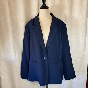 Vero Moda Curve Dark Blue Blazer Tailored Notched Lapels Plus Size 18 NWT